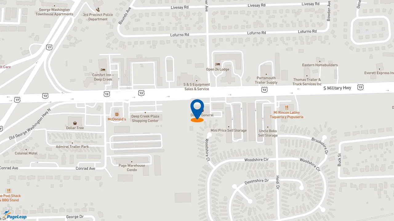 https://pageleap.com map showing location of Pizza Hut in Chesapeake.