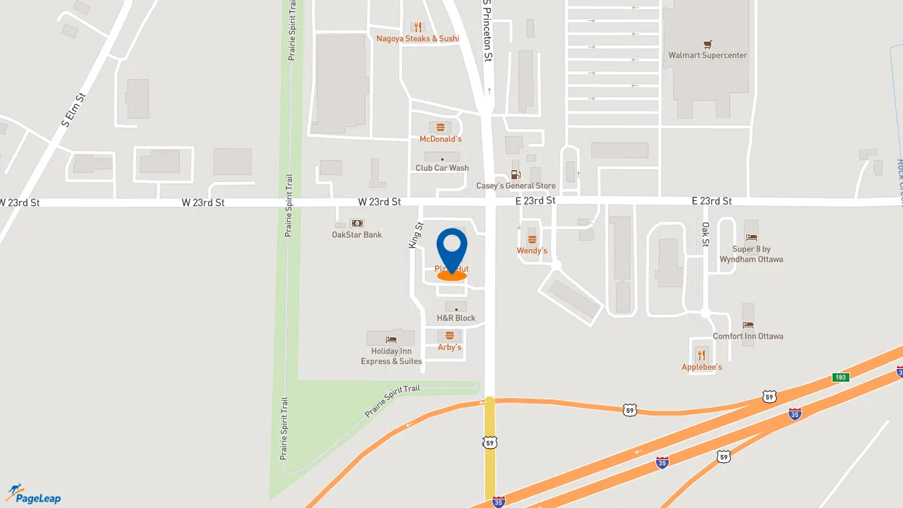 https://pageleap.com map showing location of Pizza Hut in Ottawa.