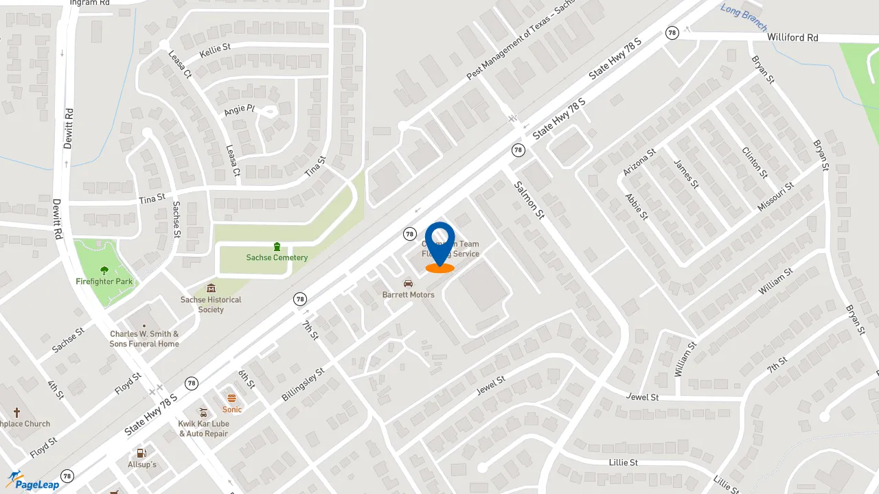 https://pageleap.com map showing location of Pizza Hut in Sachse.