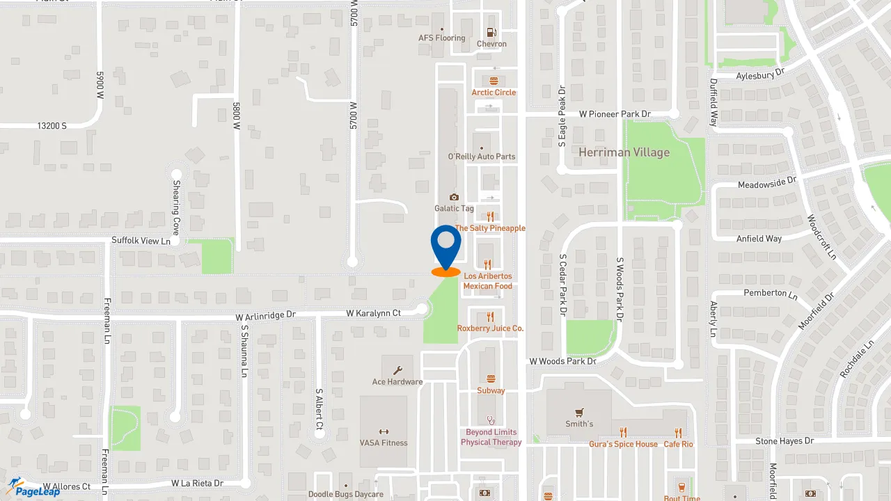 https://pageleap.com map showing location of Pizza Hut in Herriman.