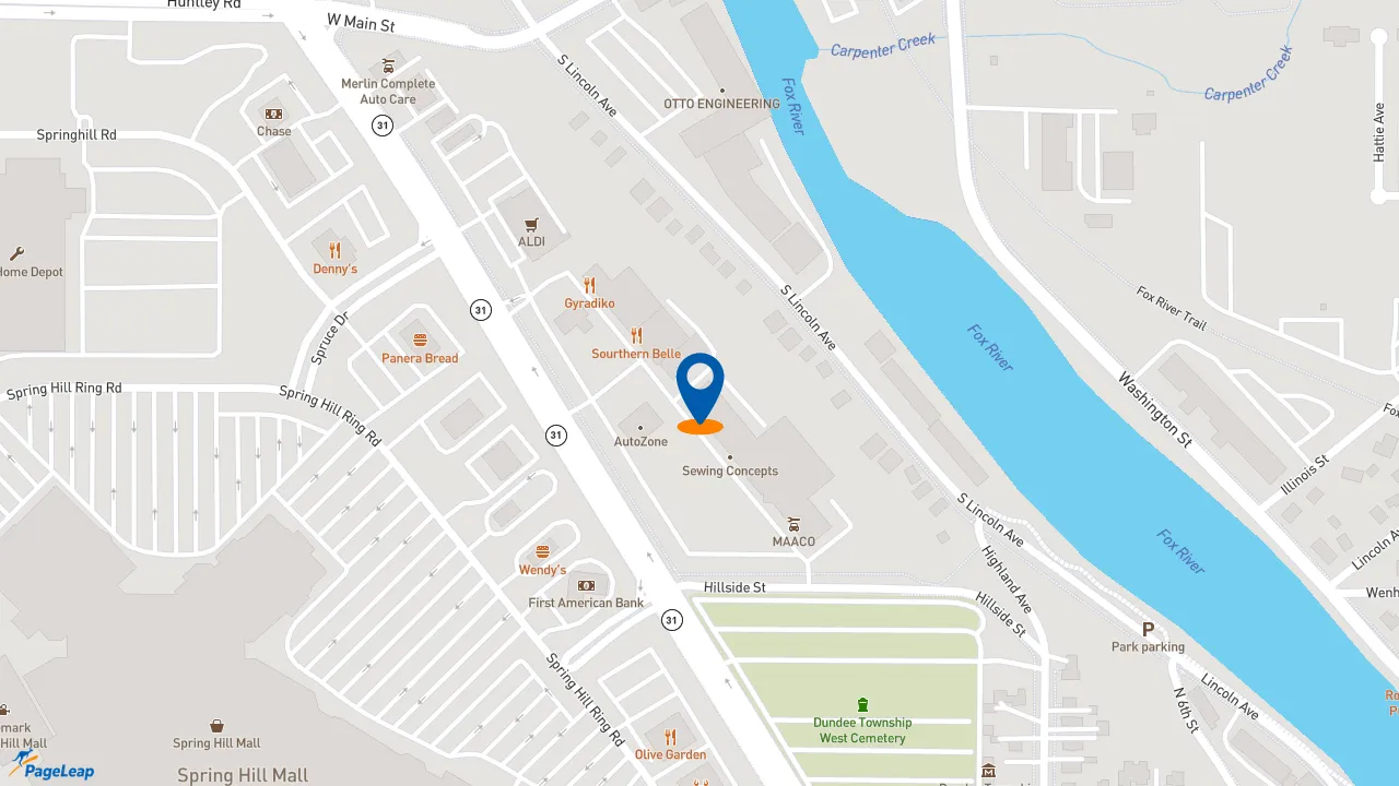 https://pageleap.com map showing location of Pizza Hut in Carpentersville.