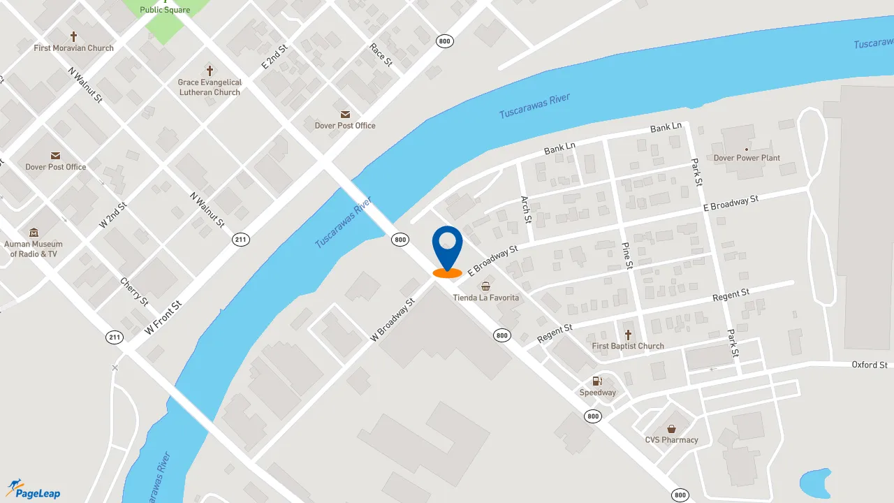 https://pageleap.com map showing location of Pizza Hut in Dover.