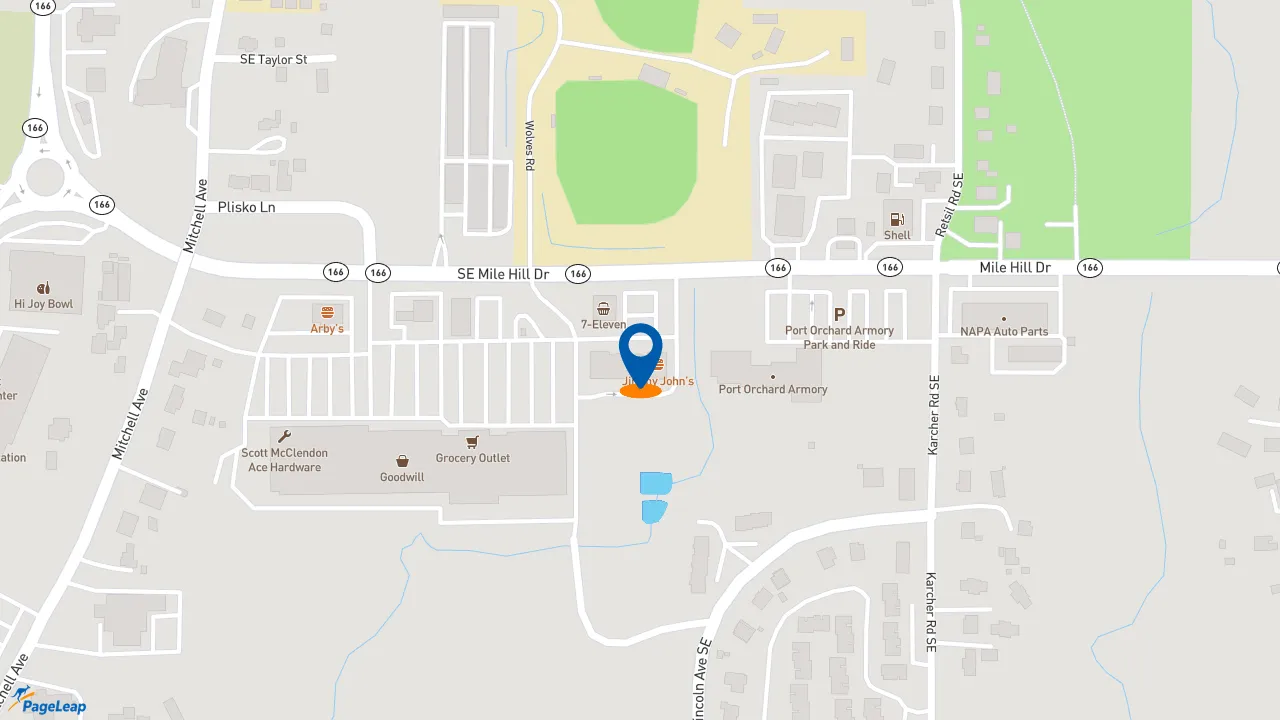 https://pageleap.com map showing location of Pizza Hut in Port Orchard.