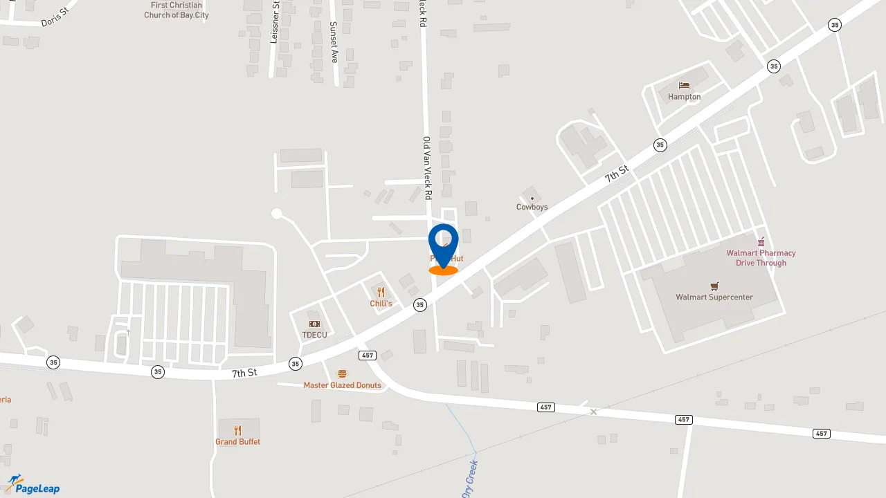 https://pageleap.com map showing location of Pizza Hut in Bay City.