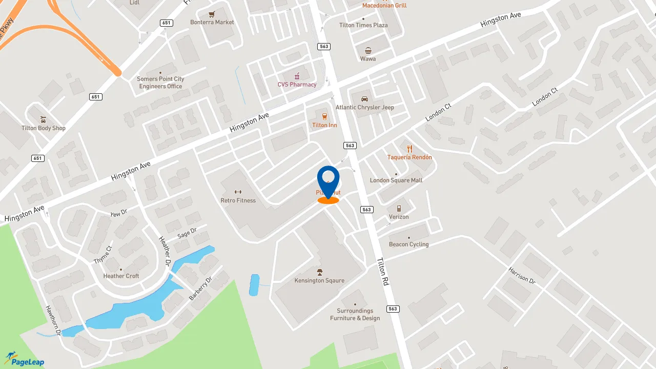 https://pageleap.com map showing location of Pizza Hut in Egg Harbor Township.