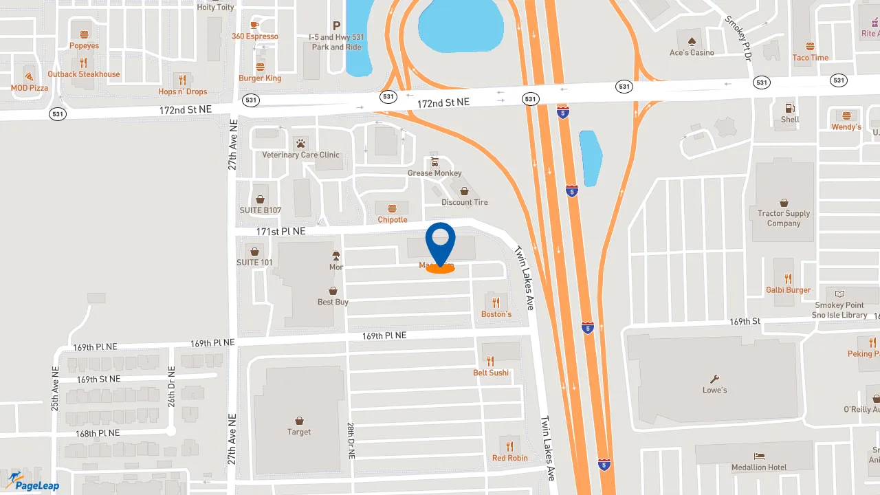 https://pageleap.com map showing location of Pizza Hut in Marysville.