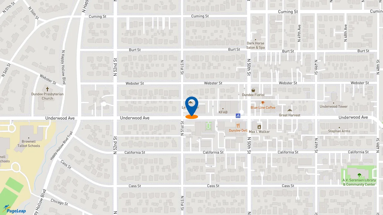 https://pageleap.com map showing location of Pizza Hut in Omaha.