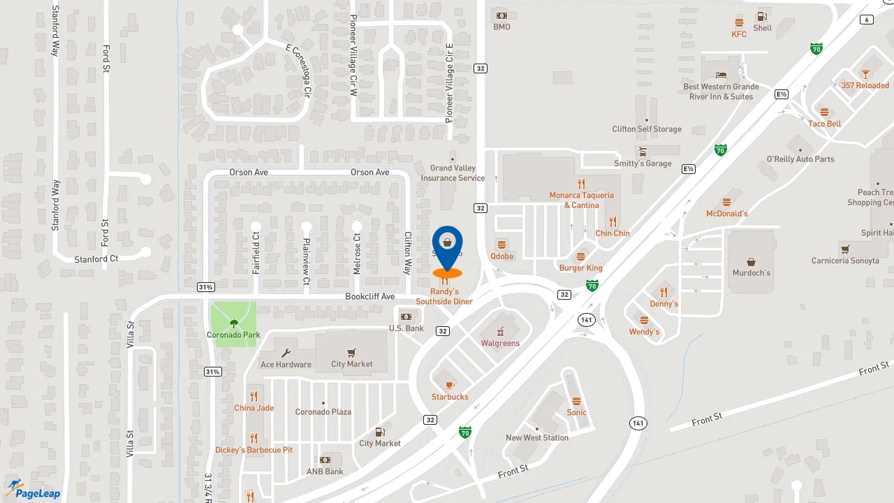 https://pageleap.com map showing location of Pizza Hut in Clifton.