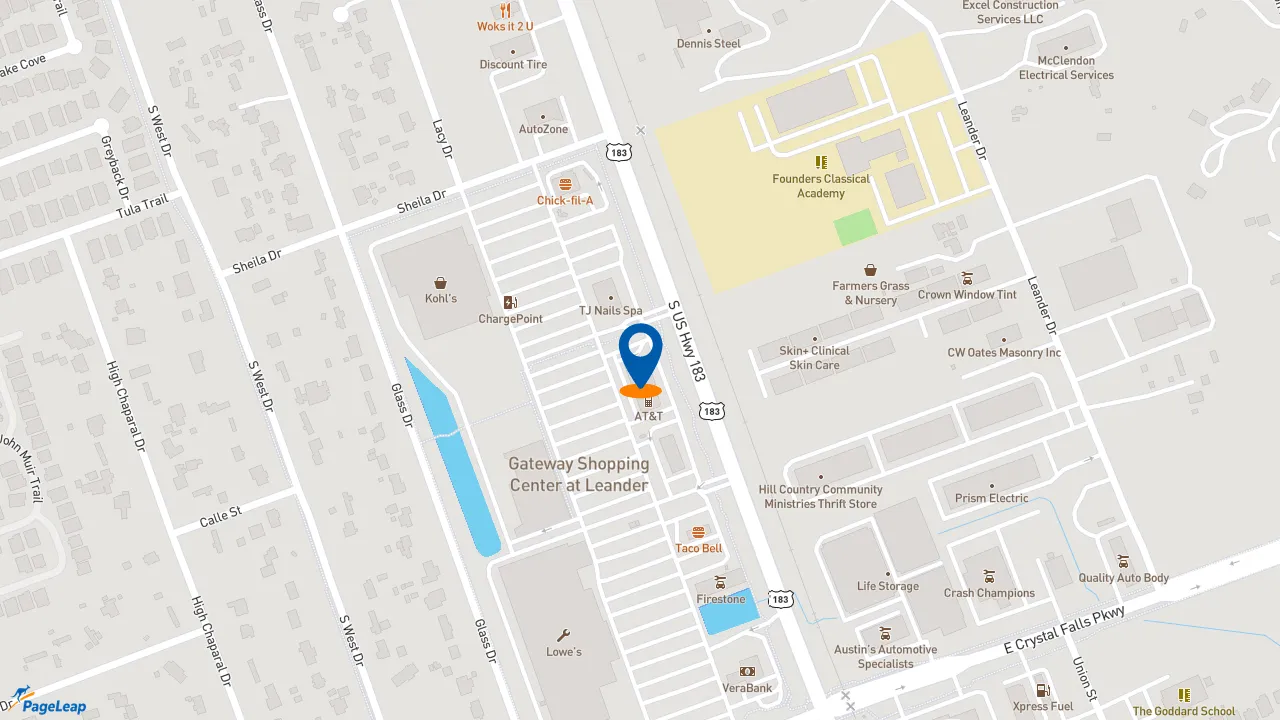 https://pageleap.com map showing location of Pizza Hut in Leander.