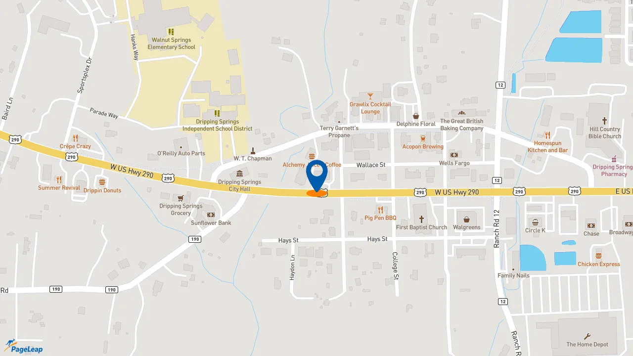 https://pageleap.com map showing location of Pizza Hut in Dripping Springs.