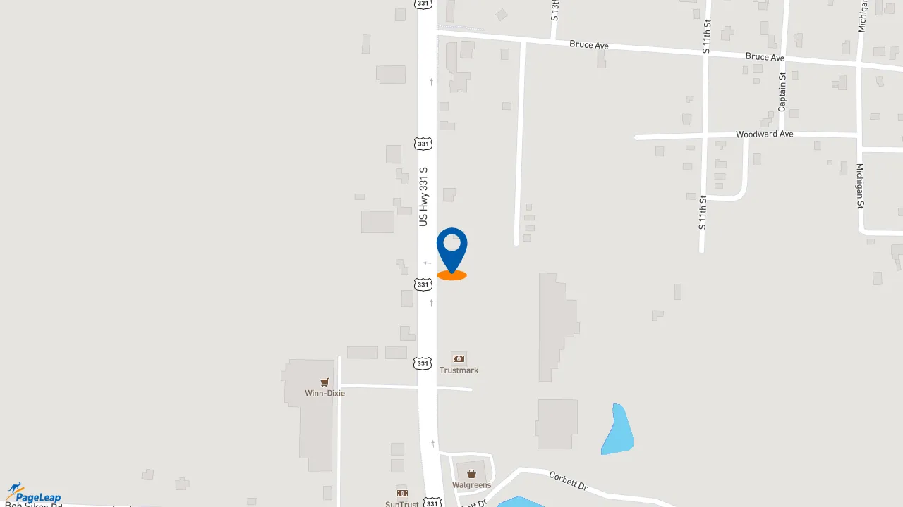 https://pageleap.com map showing location of Pizza Hut in Defuniak Springs.