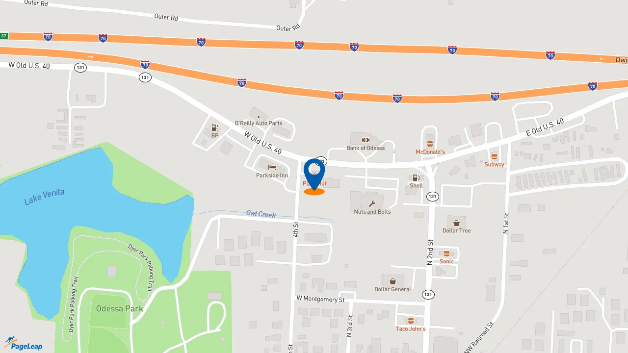https://pageleap.com map showing location of Pizza Hut in Odessa.