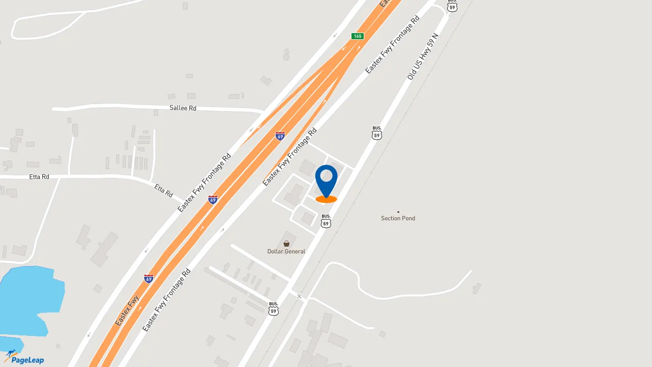 https://pageleap.com map showing location of Pizza Hut in Splendora.
