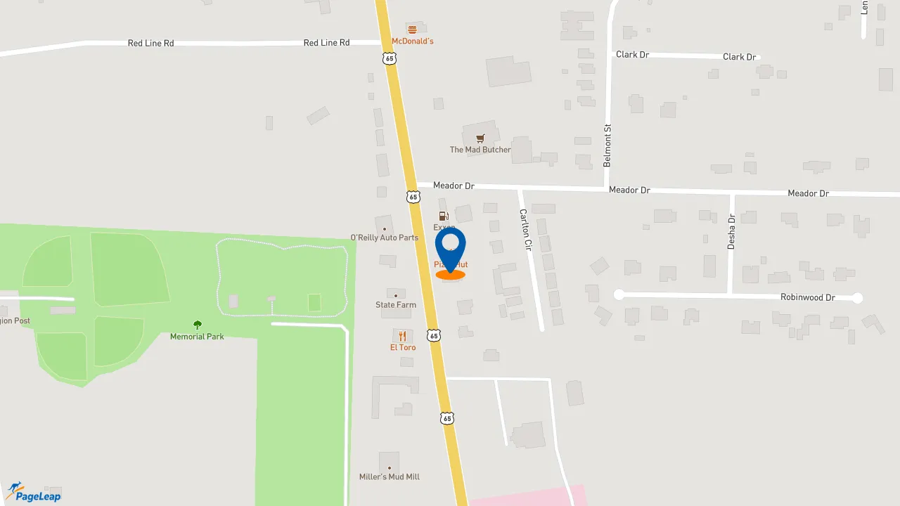 https://pageleap.com map showing location of Pizza Hut in Dumas.