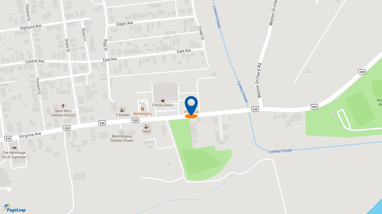 https://pageleap.com map showing location of Pizza Hut in Petersburg.
