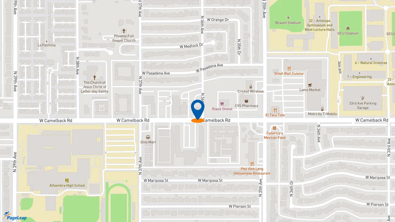 https://pageleap.com map showing location of Pizza Hut in Phoenix.