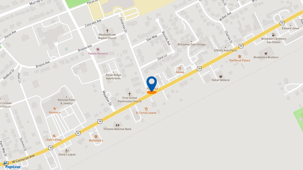 https://pageleap.com map showing location of Pizza Hut in Rockdale.