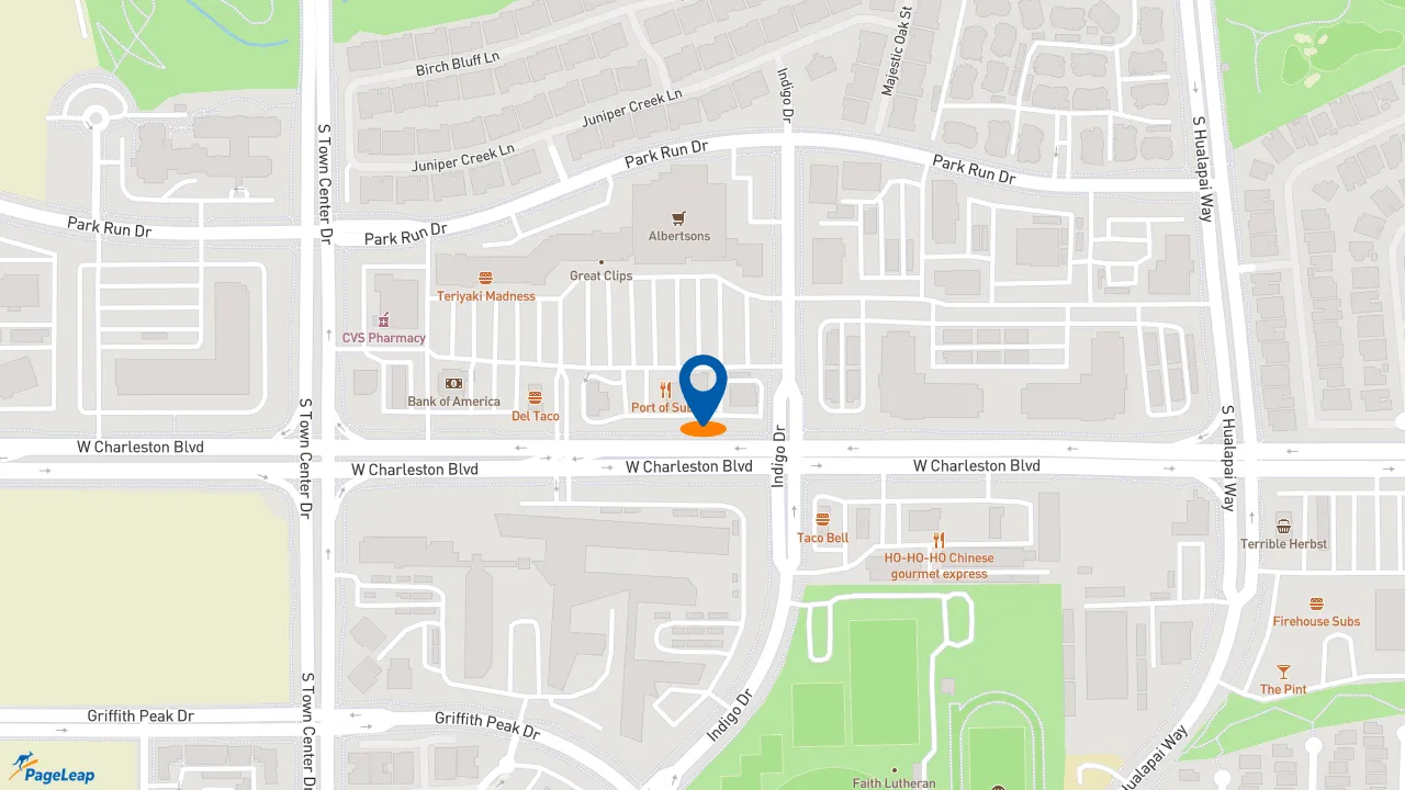 https://pageleap.com map showing location of Pizza Hut in Las Vegas.