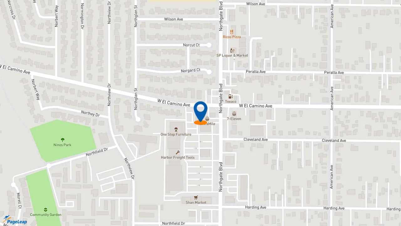 https://pageleap.com map showing location of Pizza Hut in Sacramento.