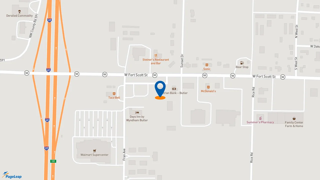 https://pageleap.com map showing location of Pizza Hut in Butler.