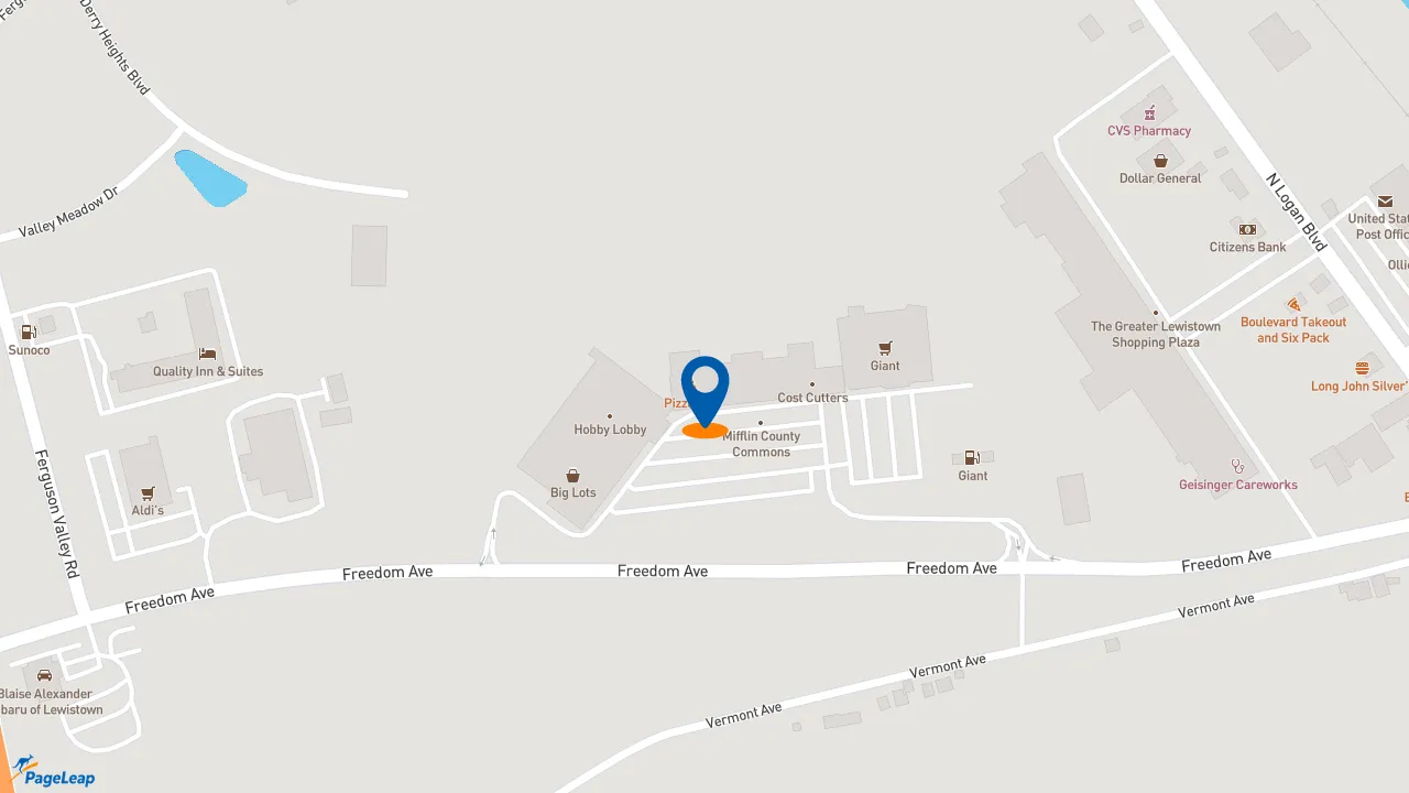 https://pageleap.com map showing location of Pizza Hut in Burnham.