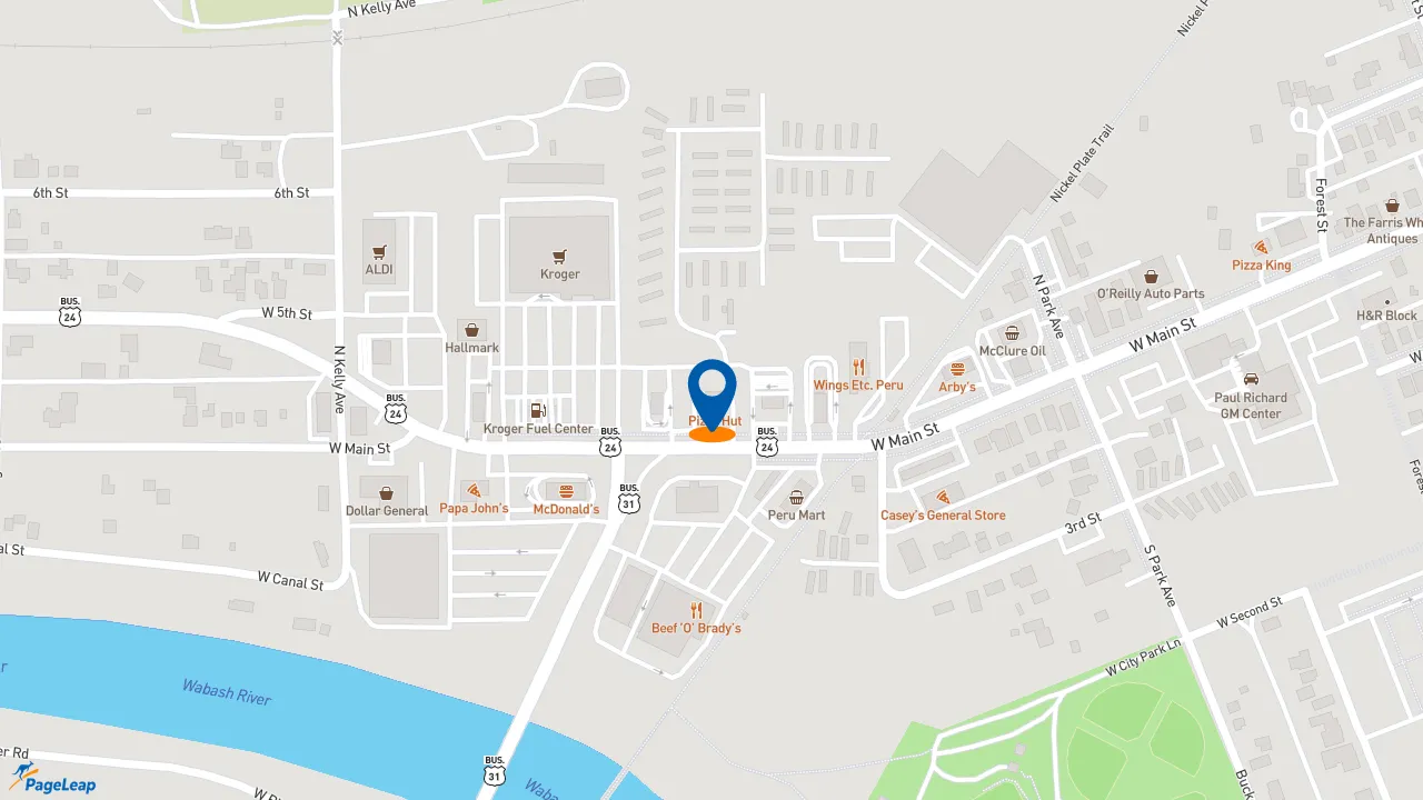 https://pageleap.com map showing location of Pizza Hut in Peru.