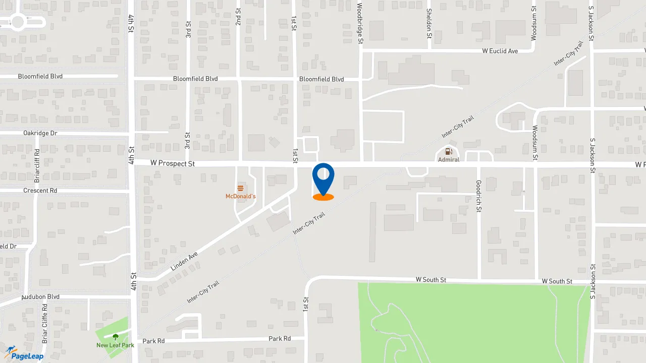 https://pageleap.com map showing location of Pizza Hut in Jackson.