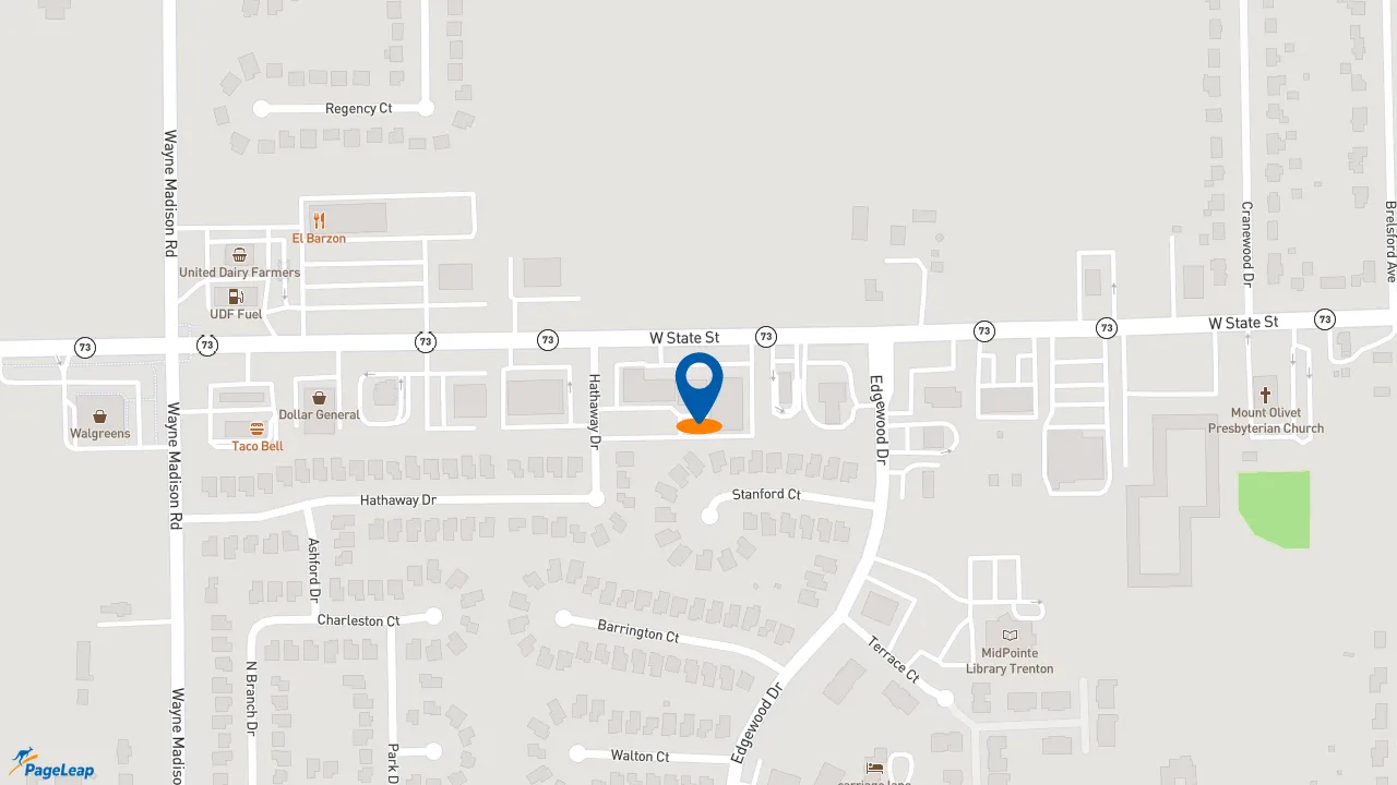 https://pageleap.com map showing location of Pizza Hut in Trenton.