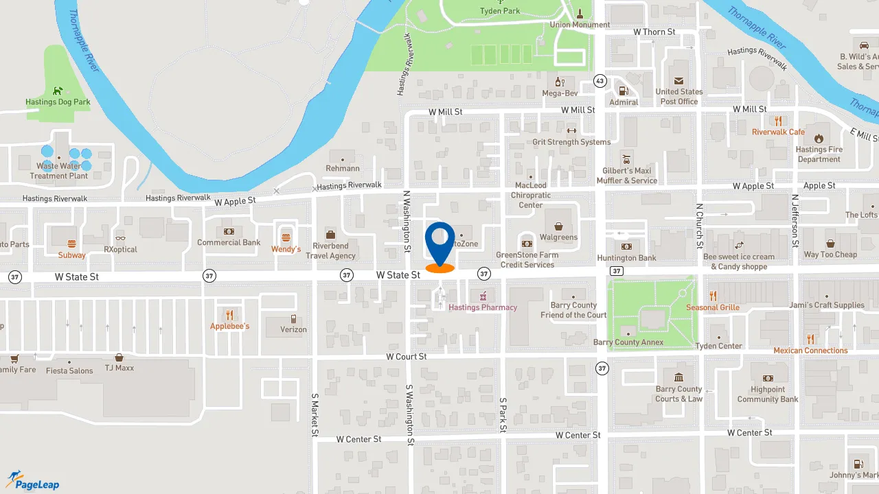 https://pageleap.com map showing location of Pizza Hut in Hastings.