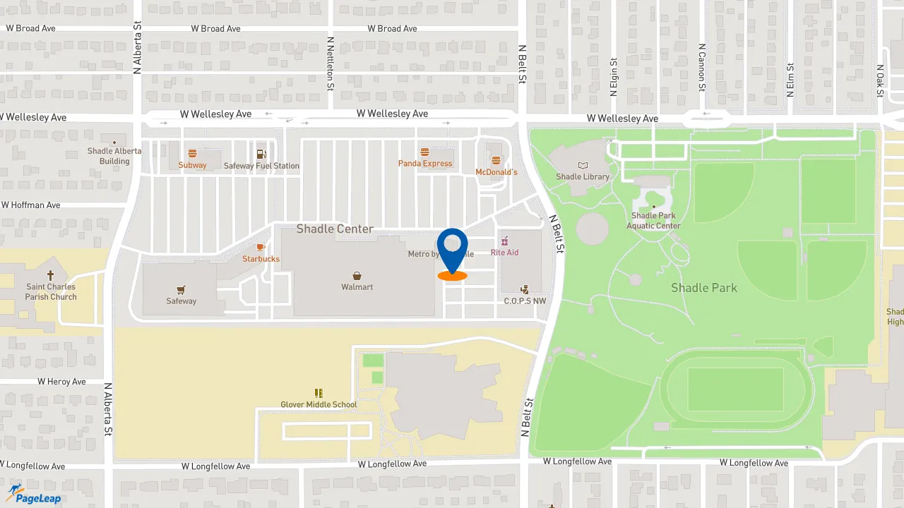 https://pageleap.com map showing location of Pizza Hut in Spokane.
