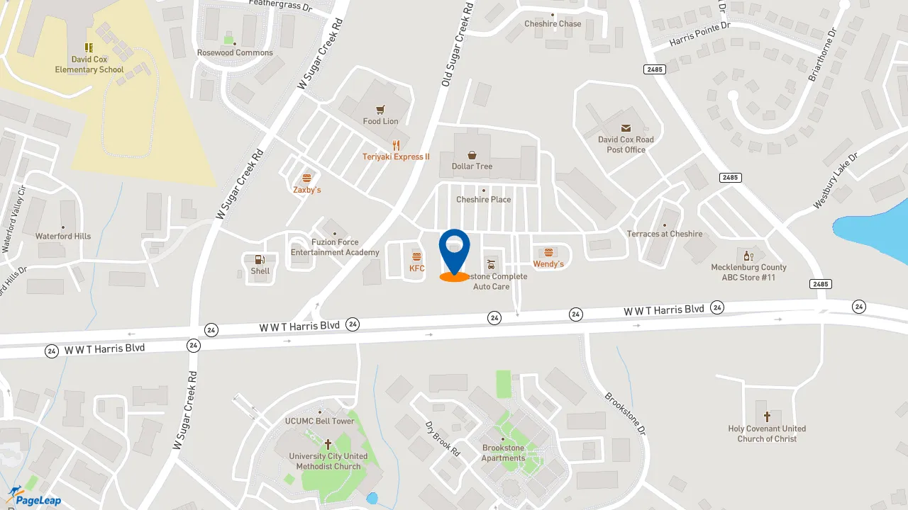 https://pageleap.com map showing location of Pizza Hut in Charlotte.