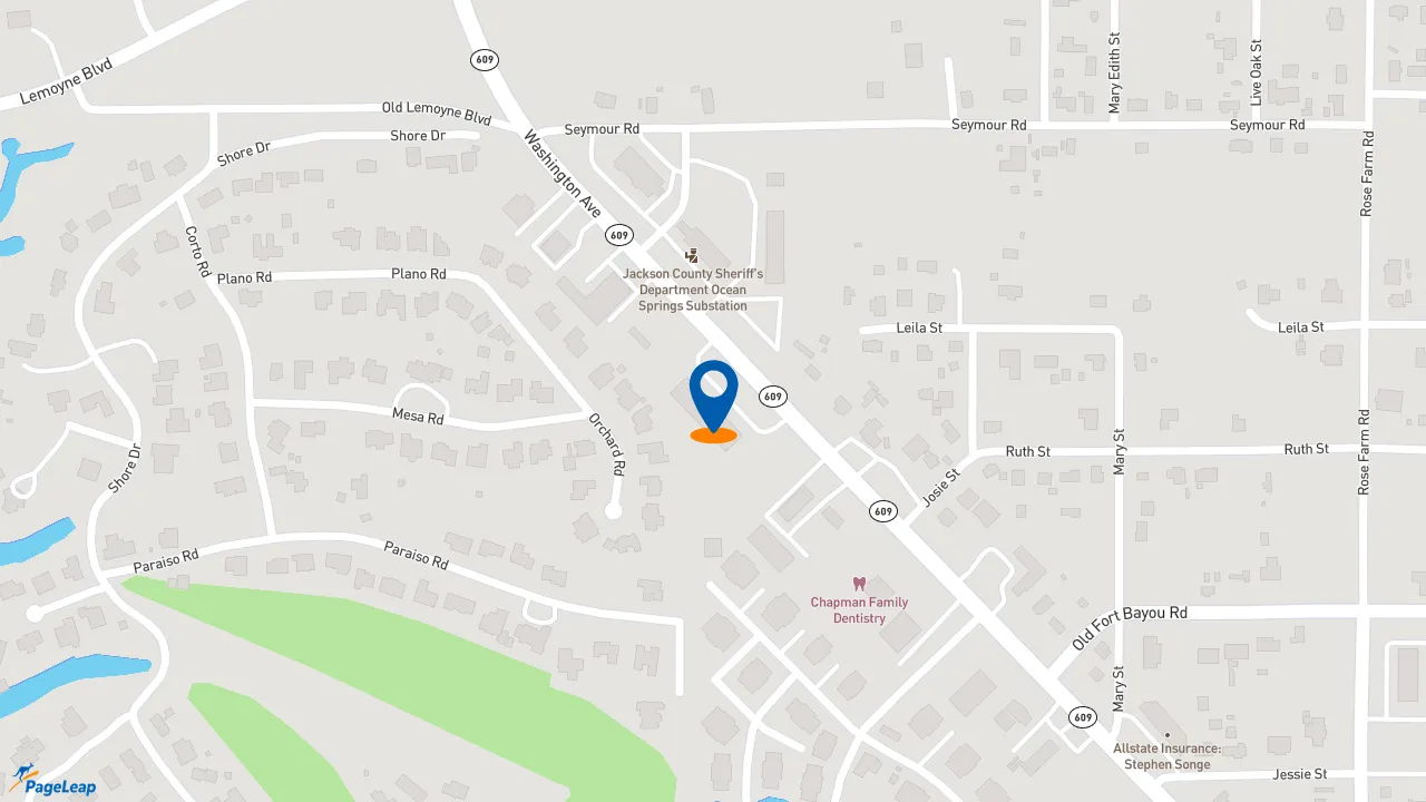 https://pageleap.com map showing location of Pizza Hut in Ocean Springs.