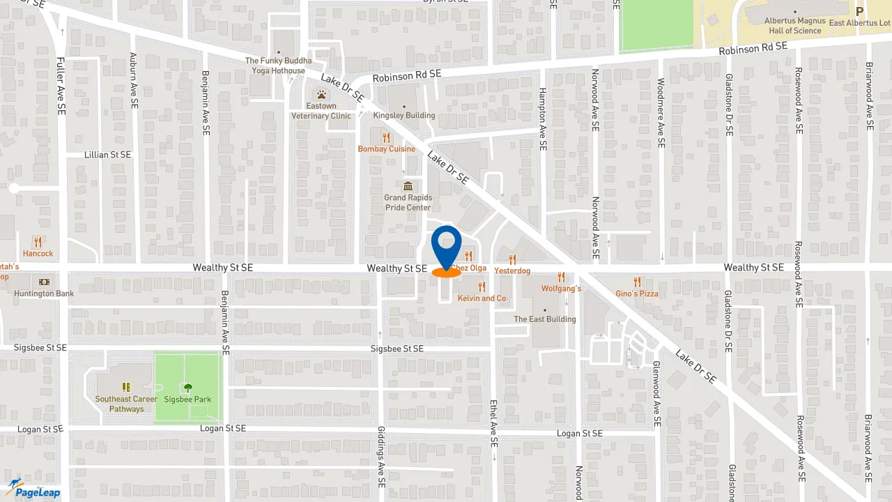 https://pageleap.com map showing location of Pizza Hut in Grand Rapids.