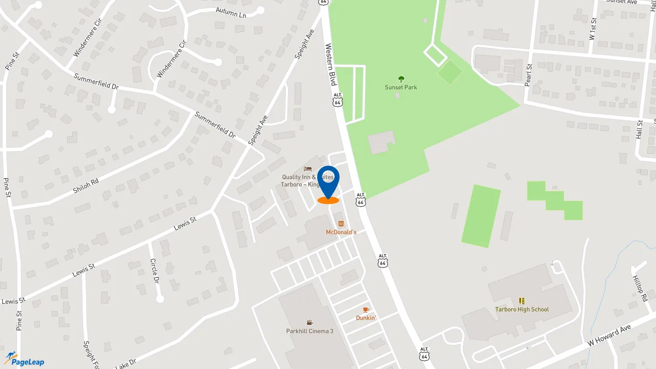 https://pageleap.com map showing location of Pizza Hut in Tarboro.