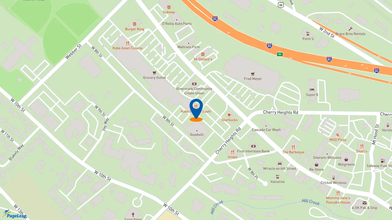https://pageleap.com map showing location of Pizza Hut in The Dalles.