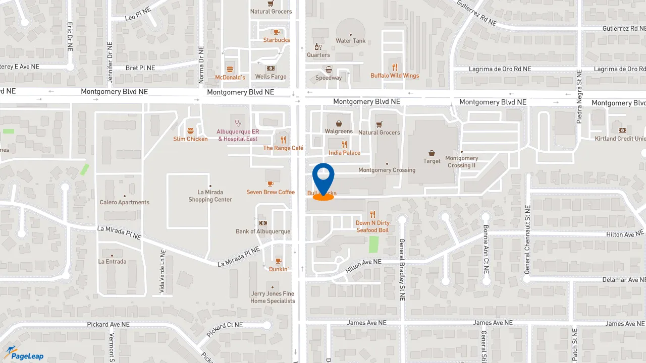 https://pageleap.com map showing location of Pizza Hut in Albuquerque.