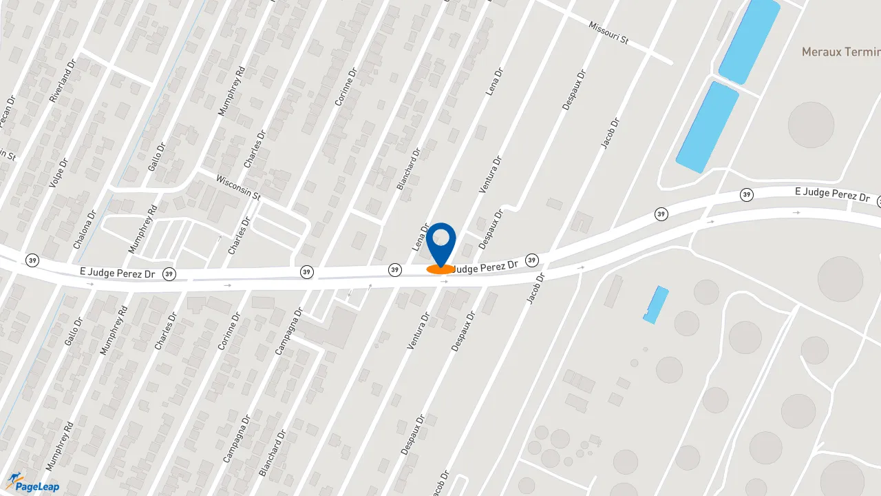 https://pageleap.com map showing location of PJ&#039;s Coffee in Chalmette.