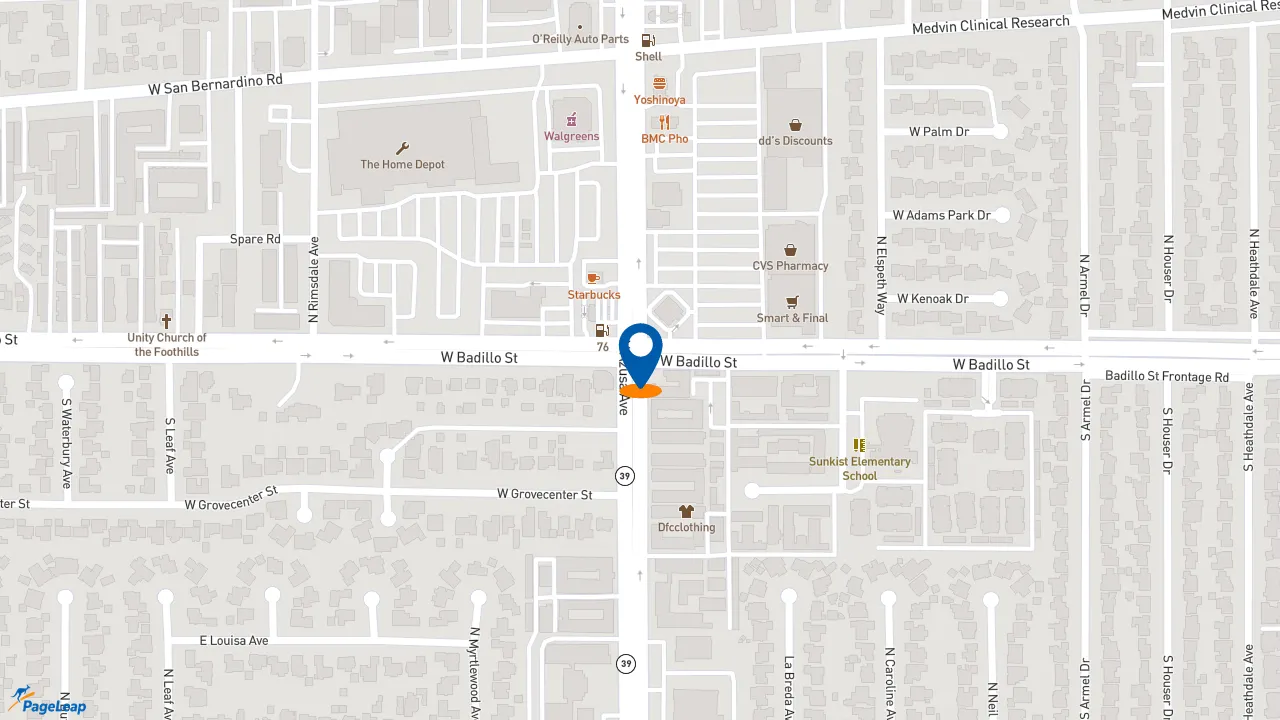 https://pageleap.com map showing location of Pollo Campero Covina in West Covina.