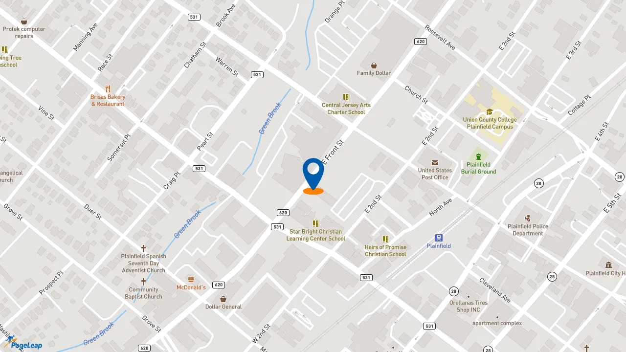 https://pageleap.com map showing location of Pollo Campero in Plainfield.