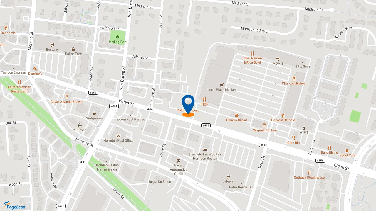 https://pageleap.com map showing location of Pollo Campero in Herndon.
