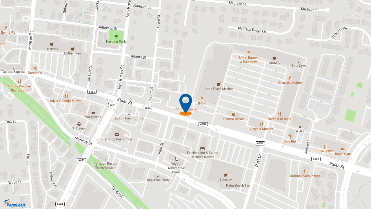 https://pageleap.com map showing location of Pollo Campero in Herndon.