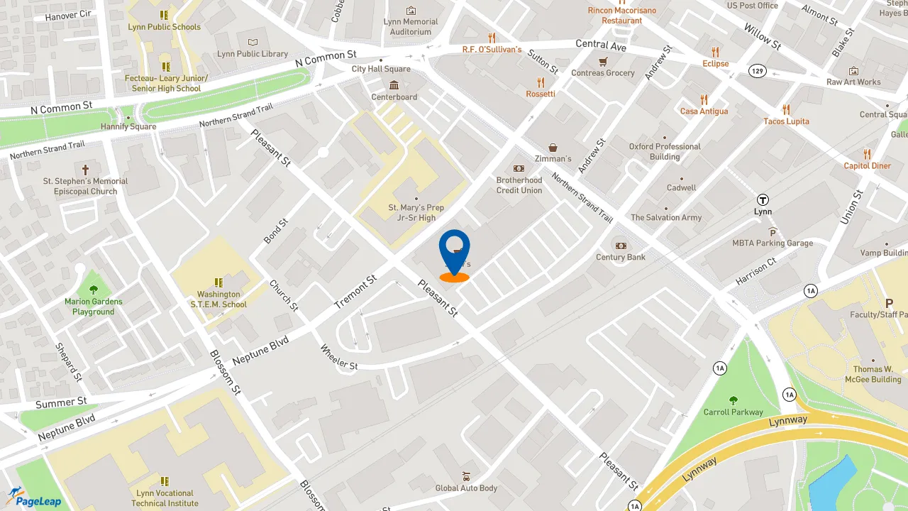 https://pageleap.com map showing location of Pollo Campero in Lynn.