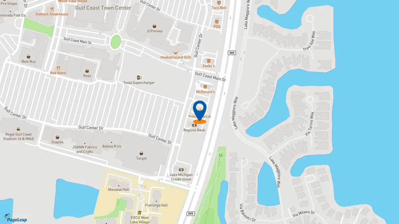 https://pageleap.com map showing location of Pollo Tropical in Fort Myers.
