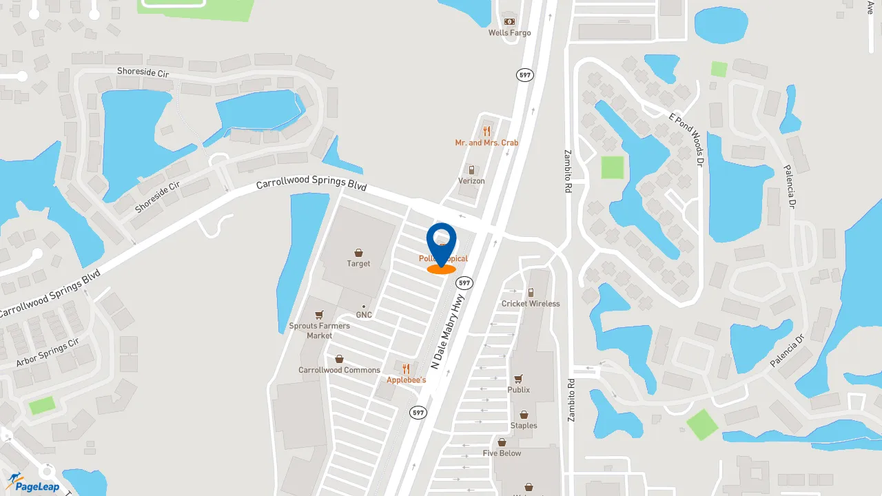 https://pageleap.com map showing location of Pollo Tropical in Tampa.