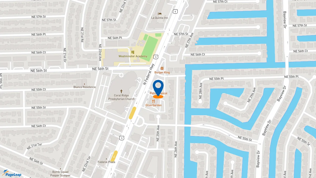 https://pageleap.com map showing location of Pollo Tropical in Fort Lauderdale.