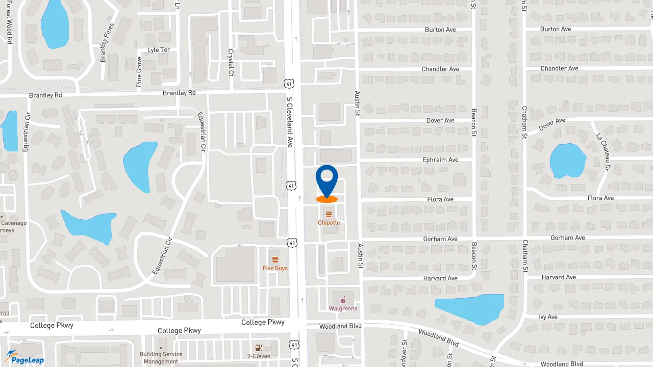 https://pageleap.com map showing location of Pollo Tropical in Fort Myers.