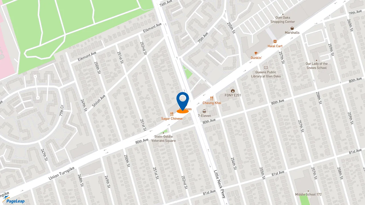 https://pageleap.com map showing location of Popeyes Louisiana Kitchen in Queens.