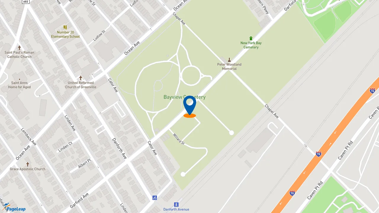 https://pageleap.com map showing location of Popeyes Louisiana Kitchen in Jersey City.