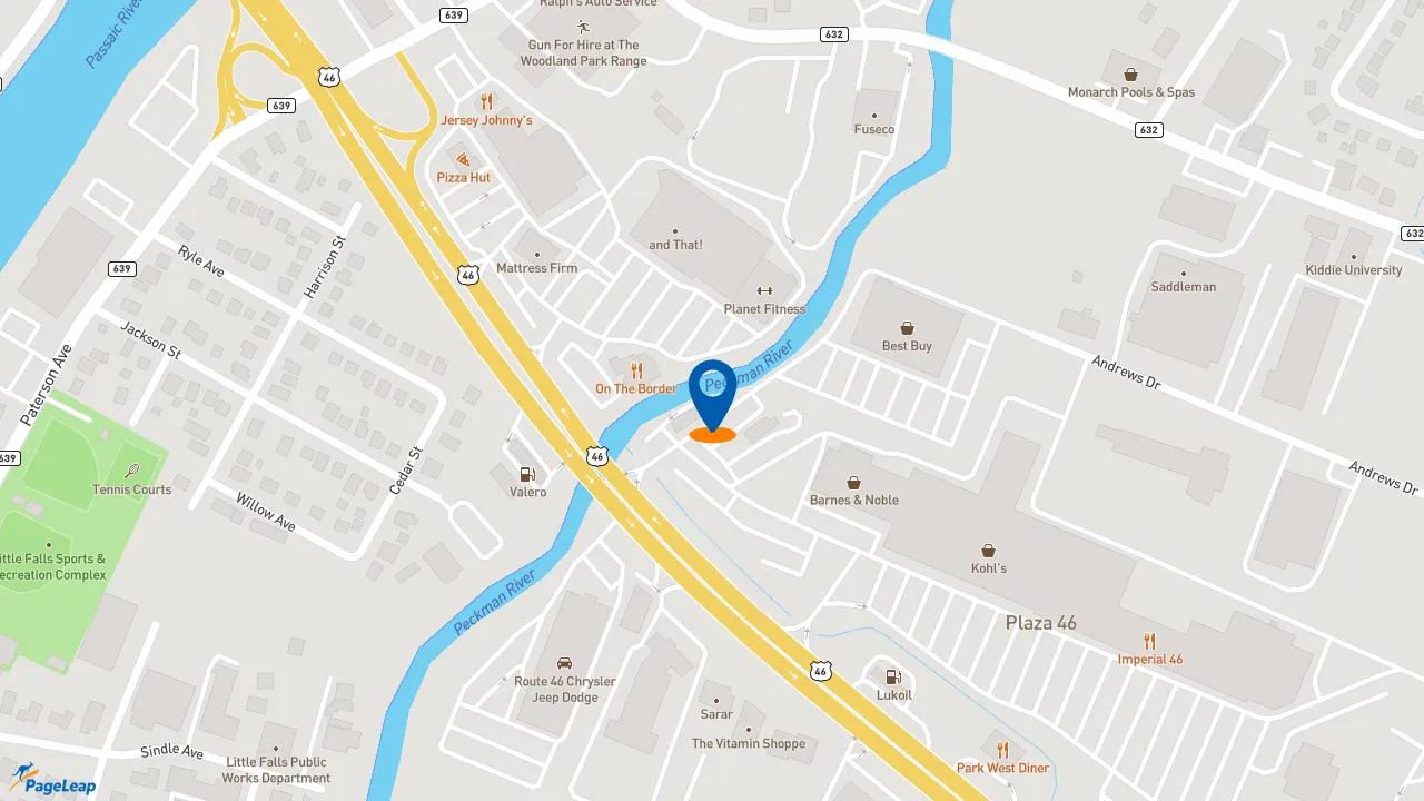 https://pageleap.com map showing location of Popeyes Louisiana Kitchen in Woodland Park.