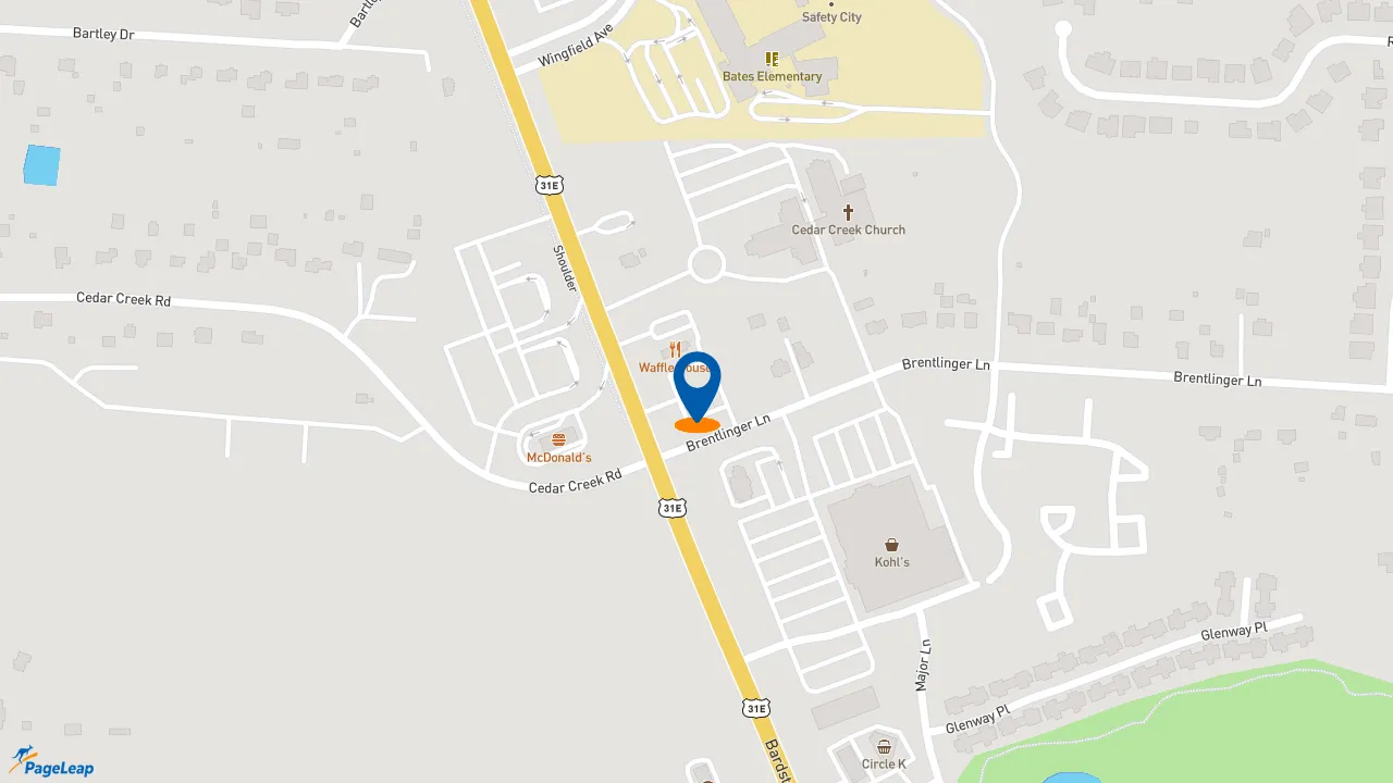 https://pageleap.com map showing location of Popeyes Louisiana Kitchen in Louisville.